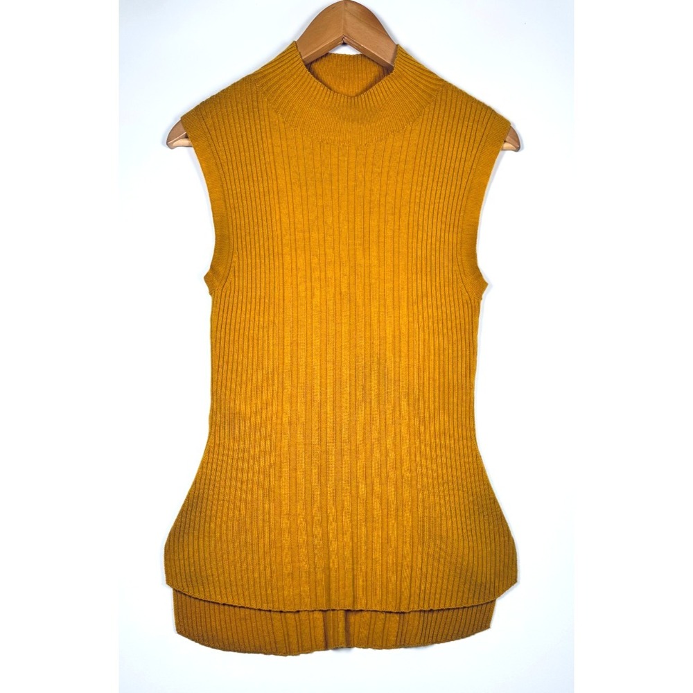 Comptoir Des Cotonniers Wool Sweater US Small Mustard Yellow Gold Sleeveless